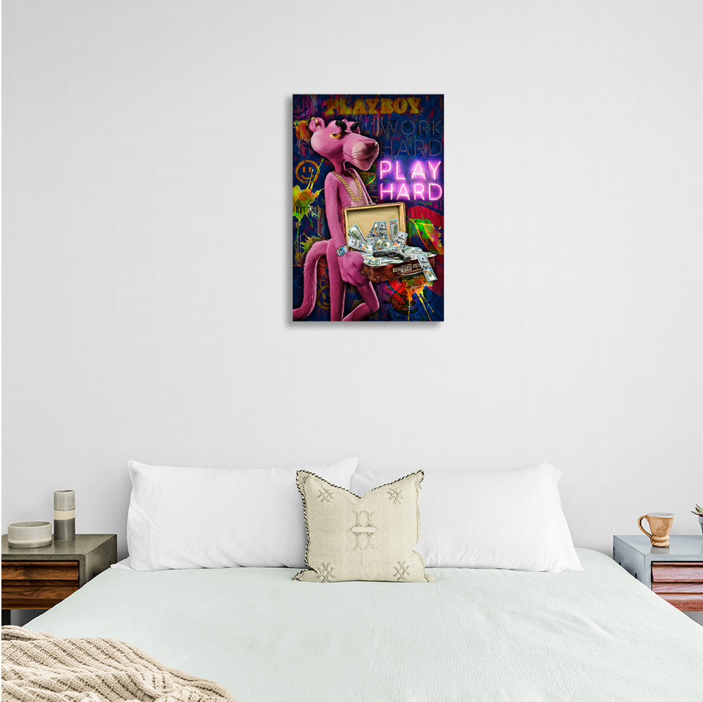 Pink Panther Play grown-up. Motivational Canvas Wall Art Print