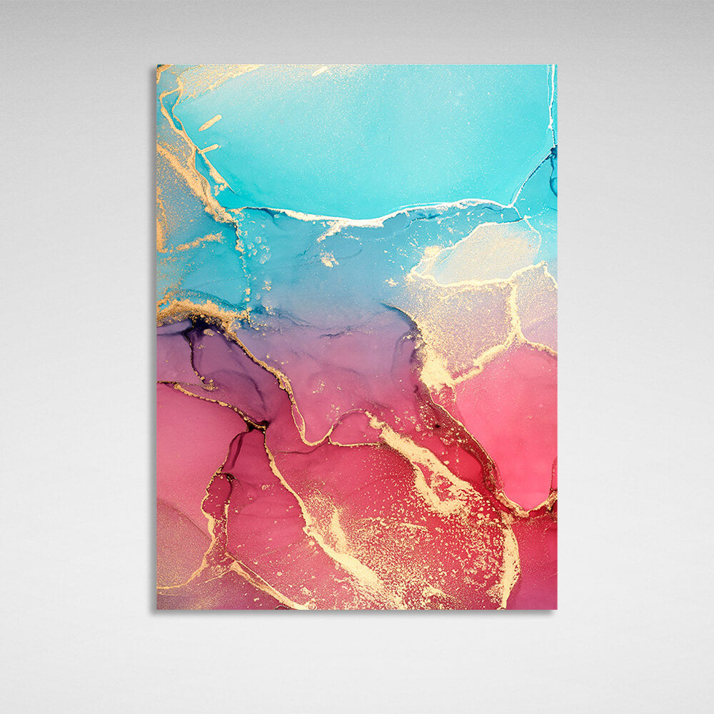 Turquoise pink Abstraction Canvas Wall Art Print