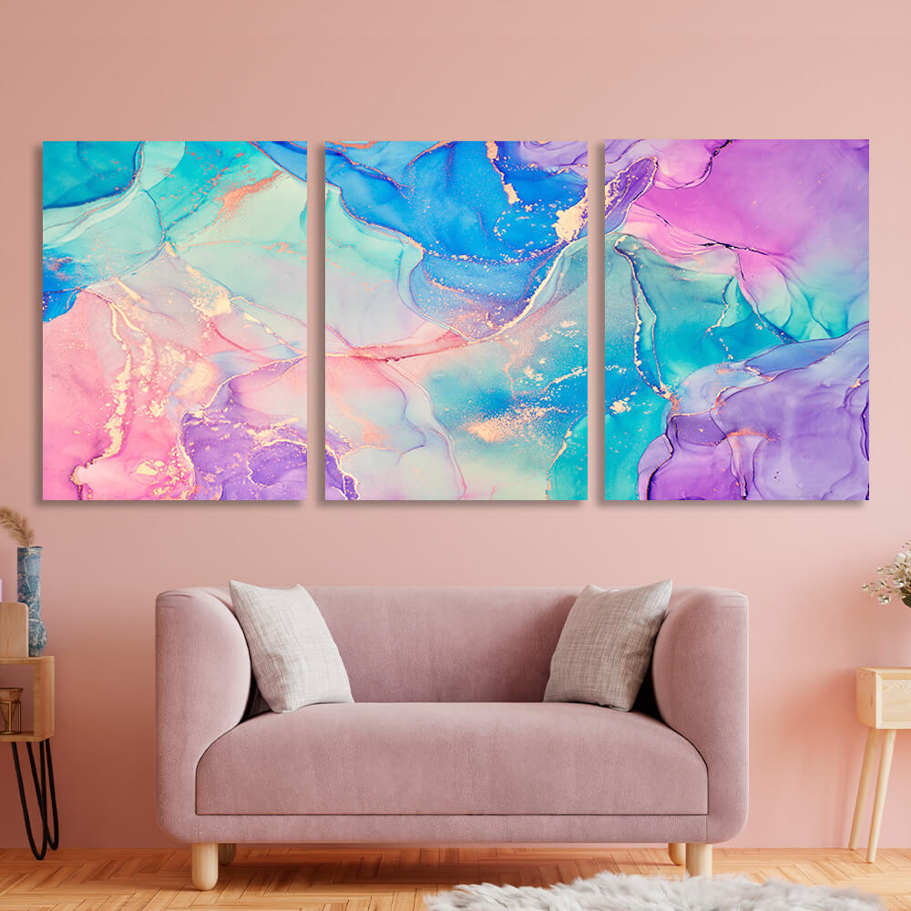 Modular rainbow abstraction Multi Panel Canvas Wall Art Print