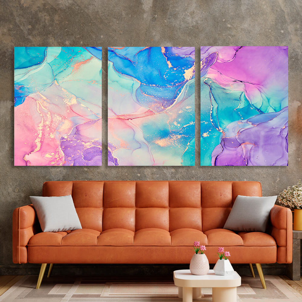 Modular rainbow abstraction Multi Panel Canvas Wall Art Print