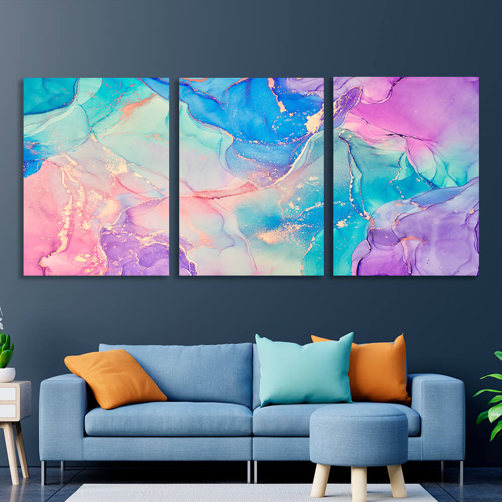 Modular rainbow abstraction Multi Panel Canvas Wall Art Print