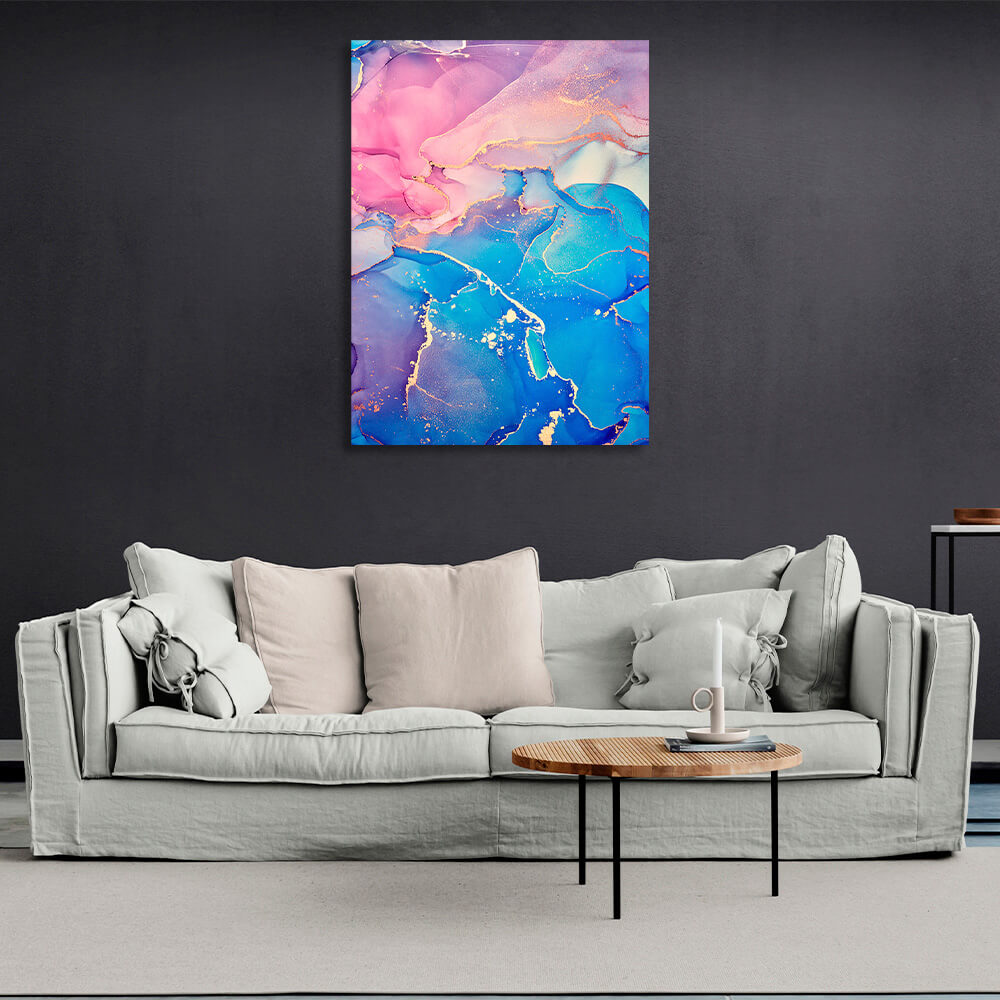 Pink and blue Abstraction Canvas Wall Art Print