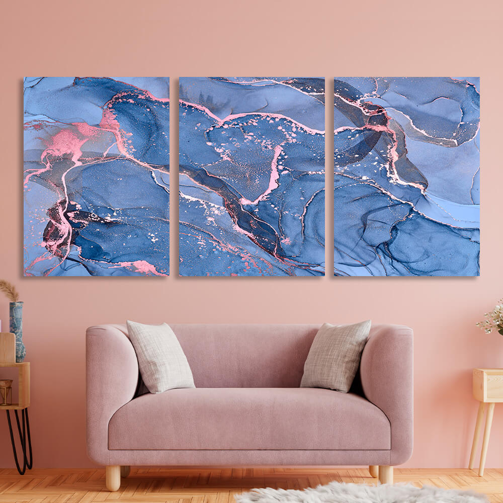 Modular a light blue and pink hue Multi Panel Canvas Wall Art Print