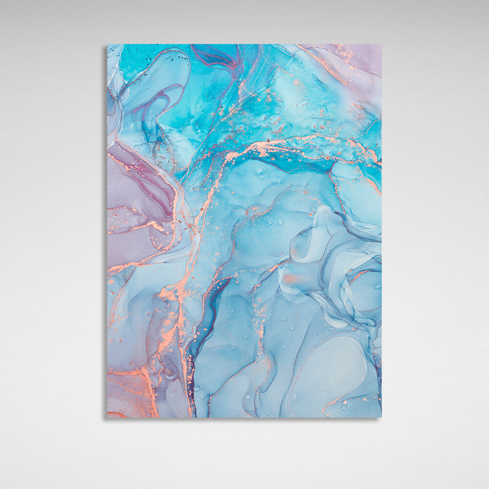 Turquoise blue with pink Abstraction Canvas Wall Art Print