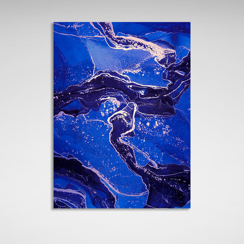 Dark blue and blue tones Abstraction Canvas Wall Art Print