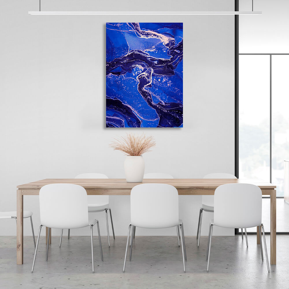 Dark blue and blue tones Abstraction Canvas Wall Art Print