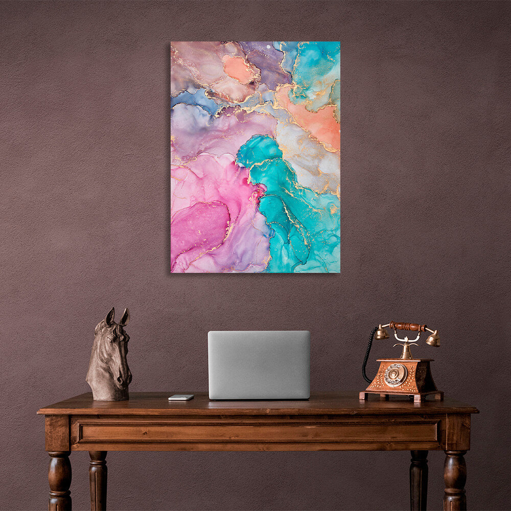 Colorful abstract with gold Abstraction Canvas Wall Art Print