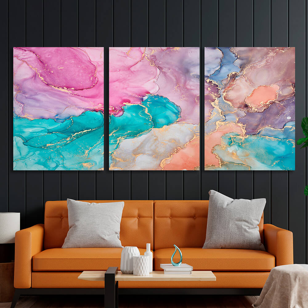 Modular iridescent abstraction Multi Panel Canvas Wall Art Print