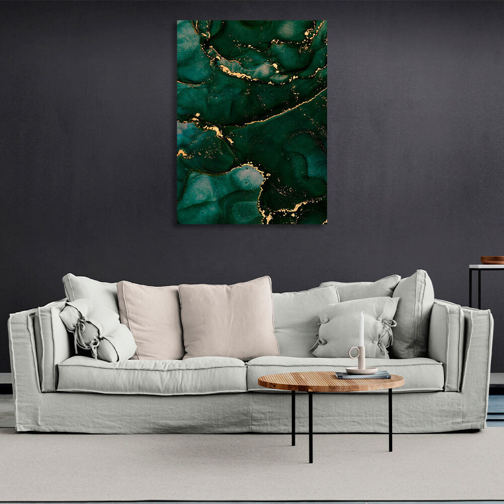 Green and gold Abstraction Canvas Wall Art Print