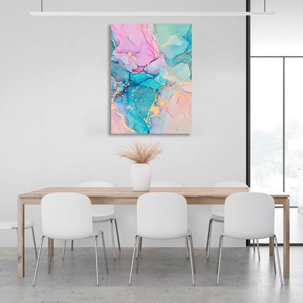 Gently turquoise with pink tones Abstraction Canvas Wall Art Print