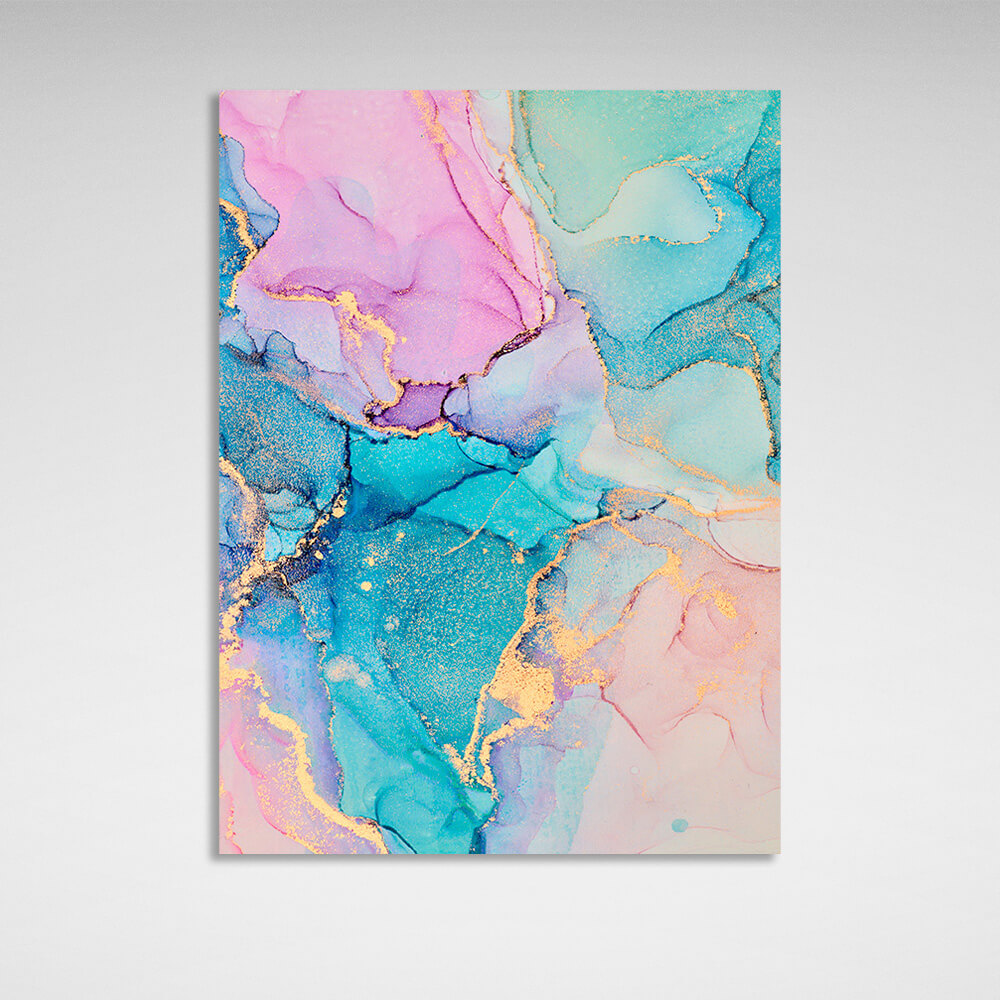 Gently turquoise with pink tones Abstraction Canvas Wall Art Print