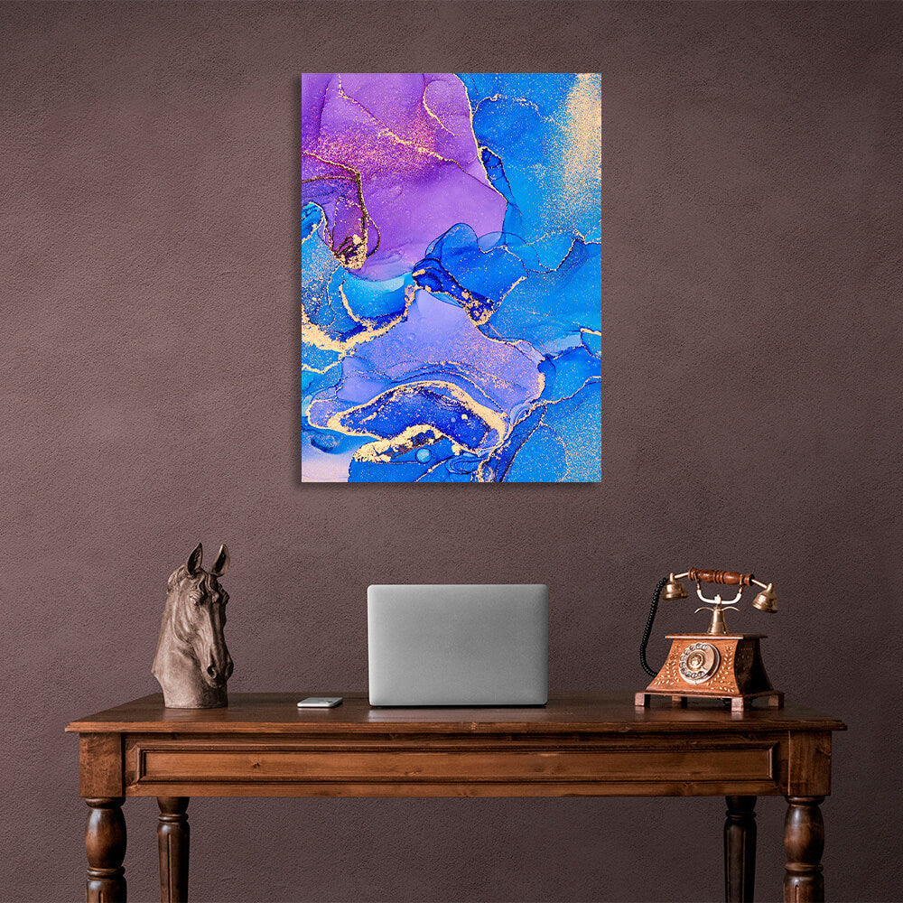 Helles Blau mit rosa und violetten Elementen Abstraktion Leinwand Wand Kunstdruck