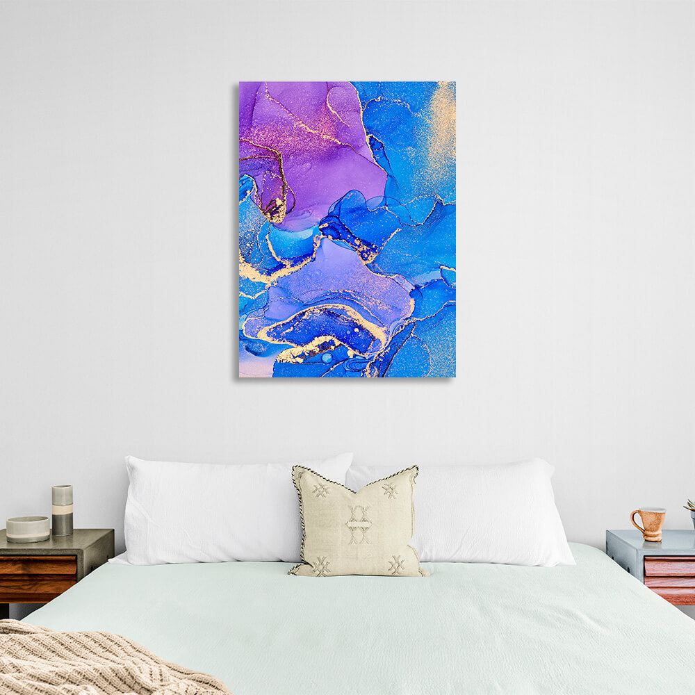 Helles Blau mit rosa und violetten Elementen Abstraktion Leinwand Wand Kunstdruck