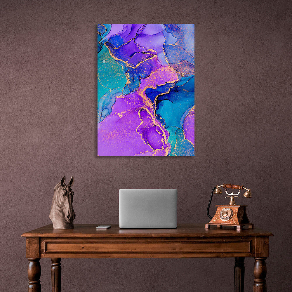 Lavender turquoise Abstraction Canvas Wall Art Print