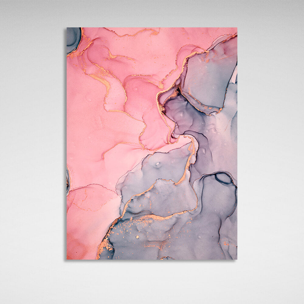 Powder pink with gray Abstraction Canvas Wall Art Print