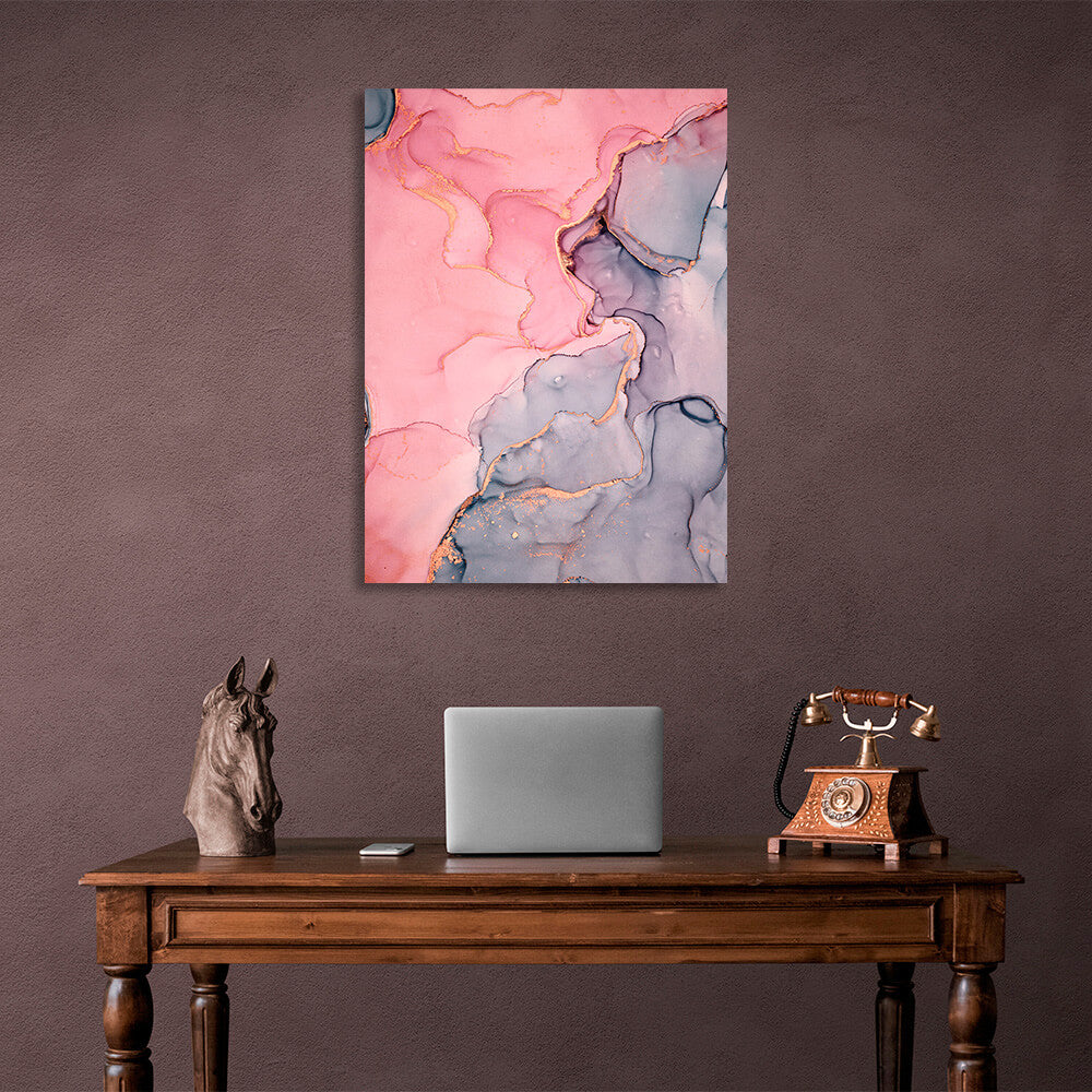 Powder pink with gray Abstraction Canvas Wall Art Print