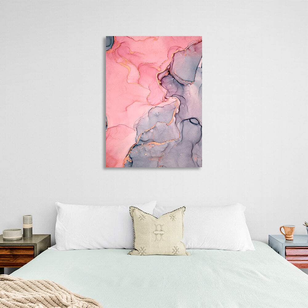 Powder pink with gray Abstraction Canvas Wall Art Print