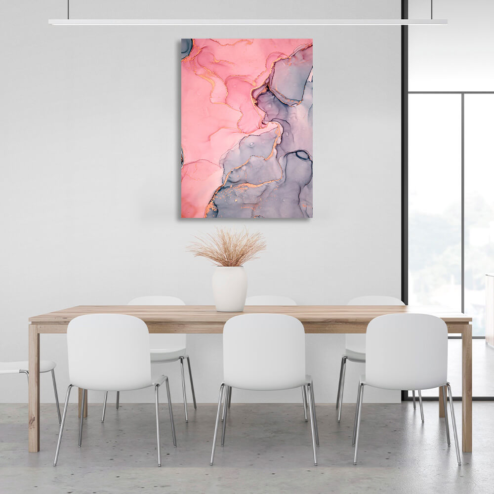 Powder pink with gray Abstraction Canvas Wall Art Print