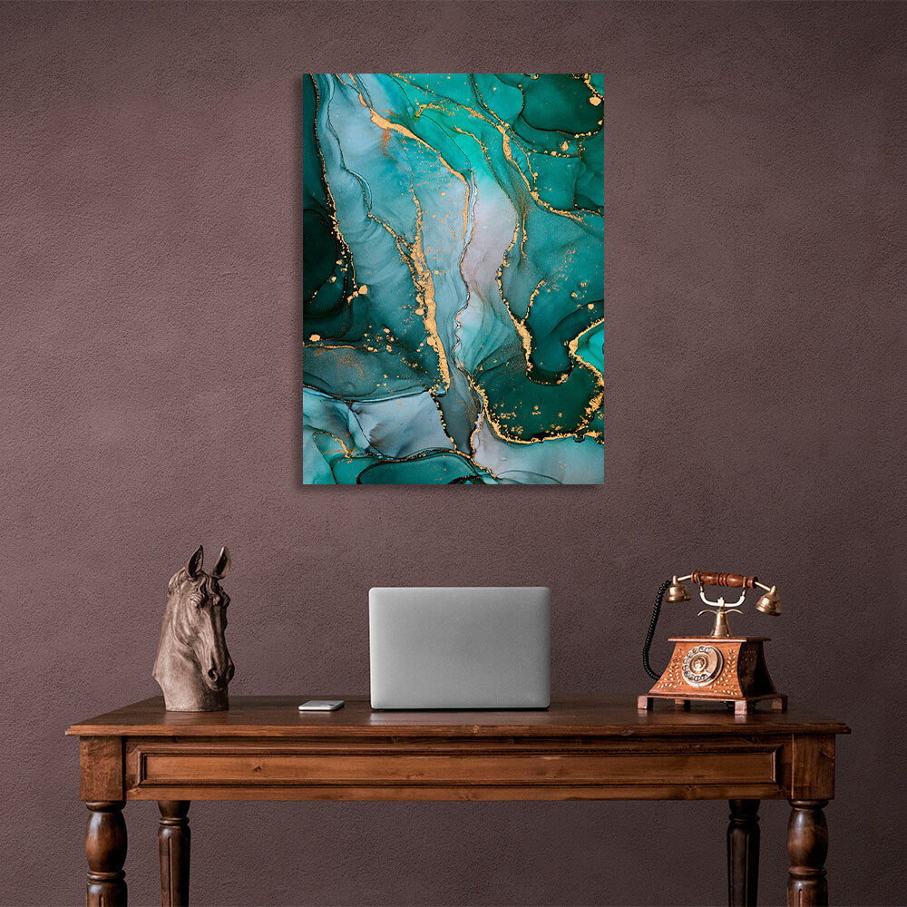 Green-gold Abstraction Canvas Wall Art Print