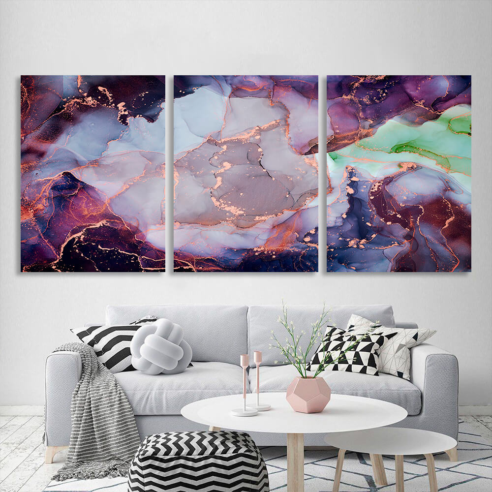 Modular burgundy gray abstract Multi Panel Canvas Wall Art Print