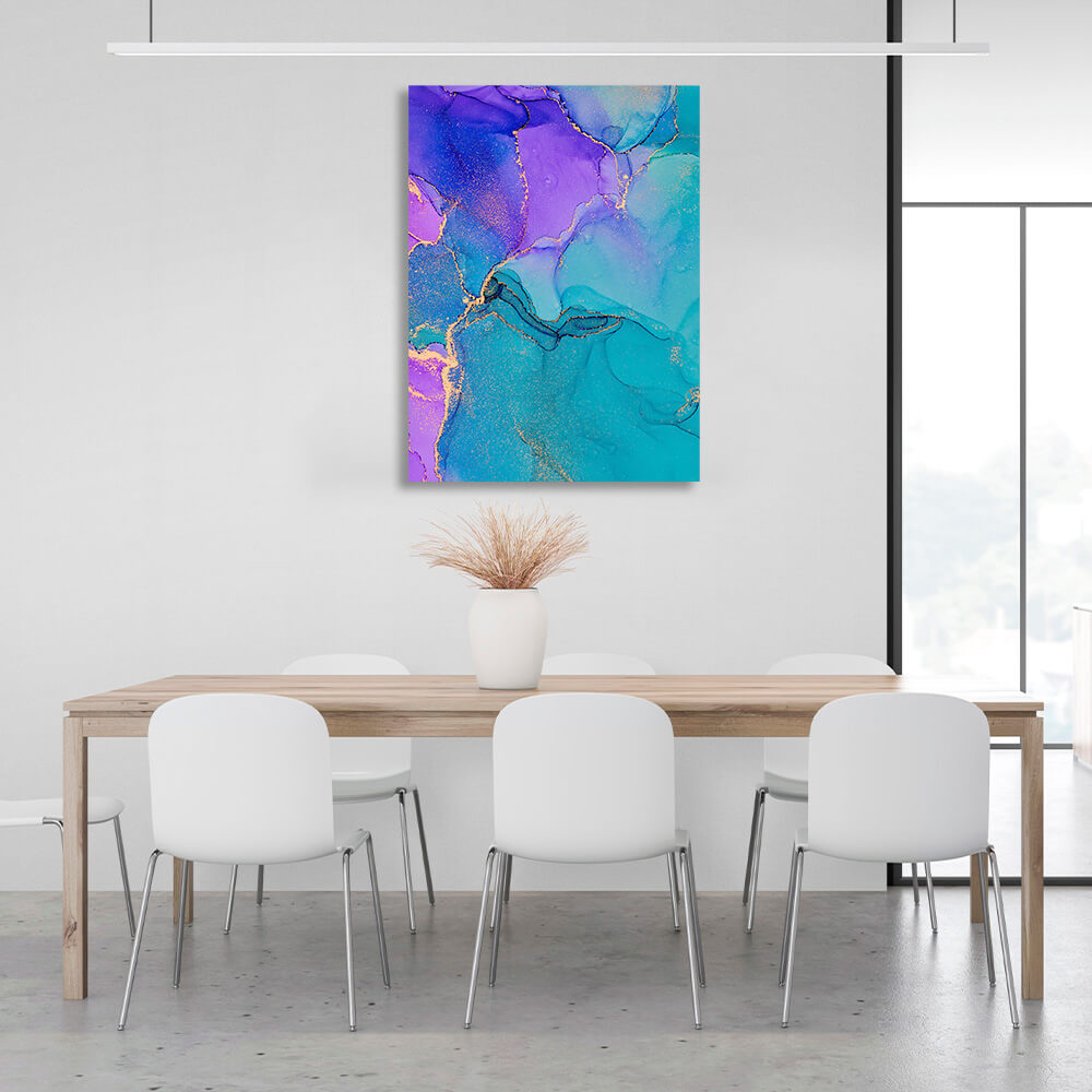 Blue and lavender tones with turquoise elements Abstraction Canvas Wall Art Print