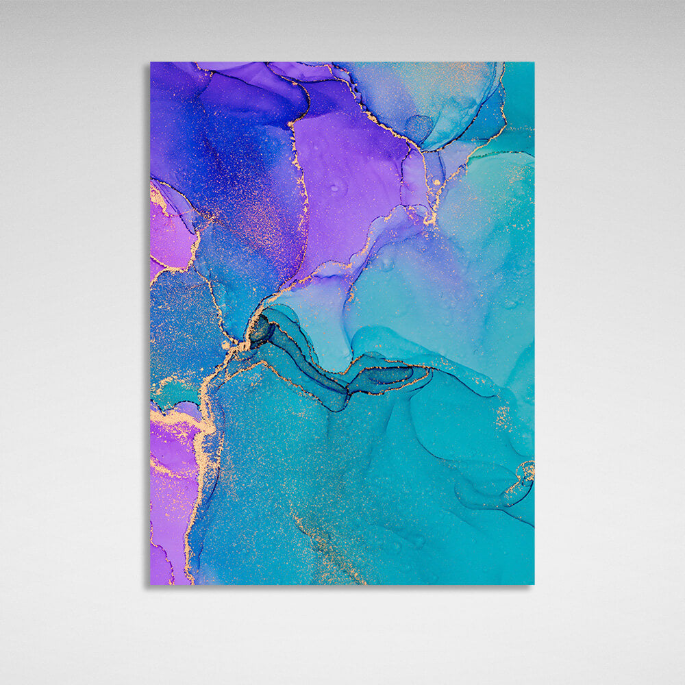 Blue and lavender tones with turquoise elements Abstraction Canvas Wall Art Print