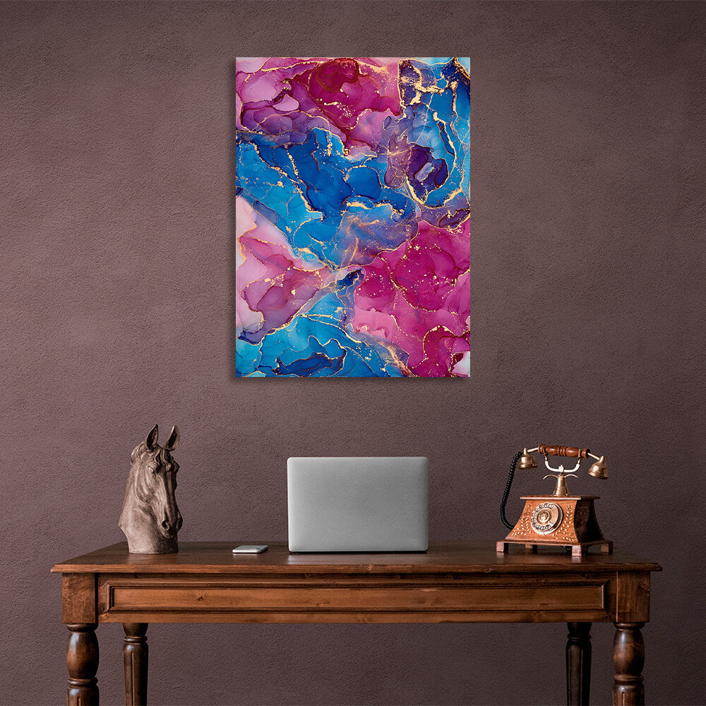 Pink and blue Abstraction Canvas Wall Art Print