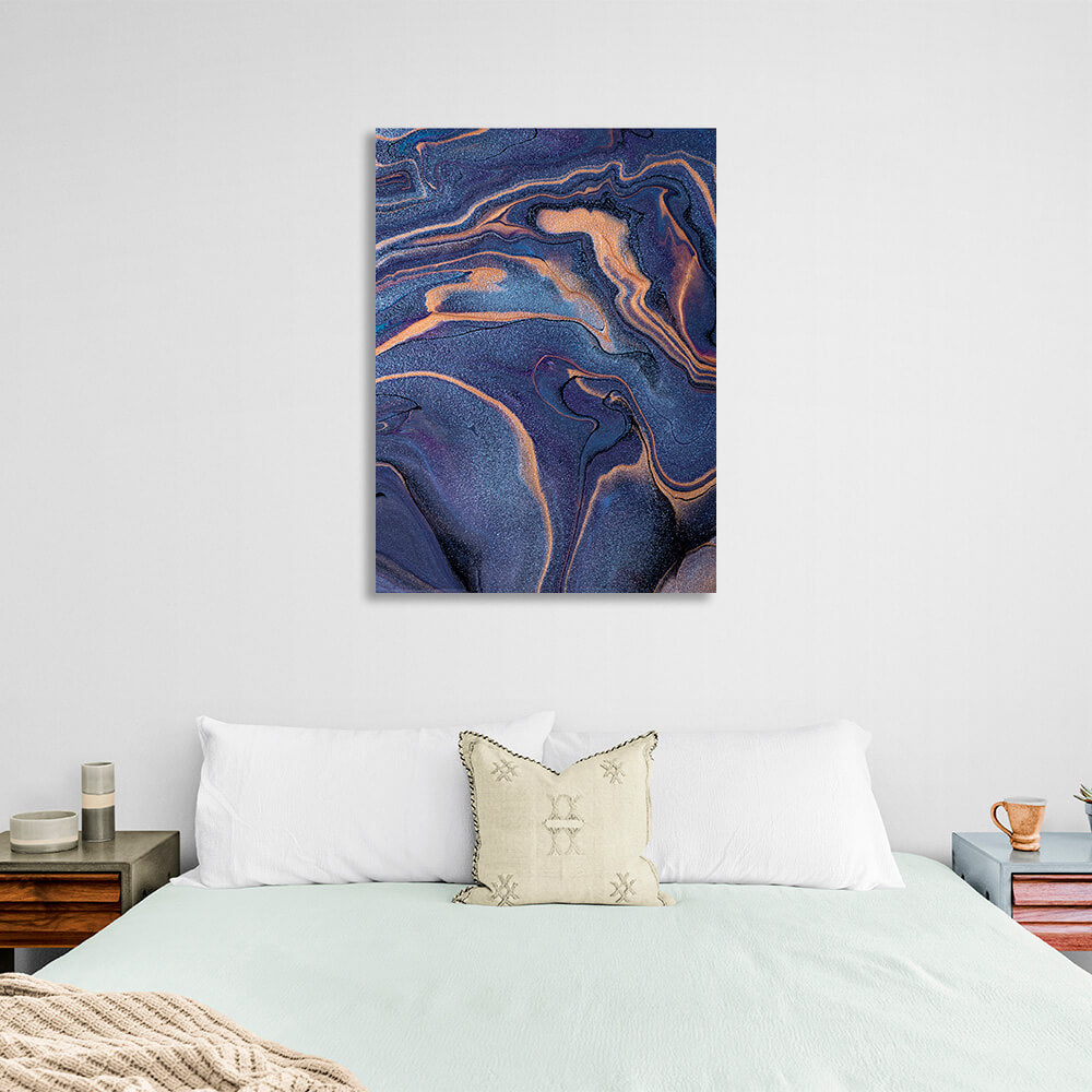 Navy and gold Abstraction Canvas Wall Art Print