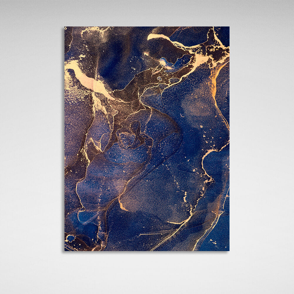 Gold and navy Abstraction Canvas Wall Art Print