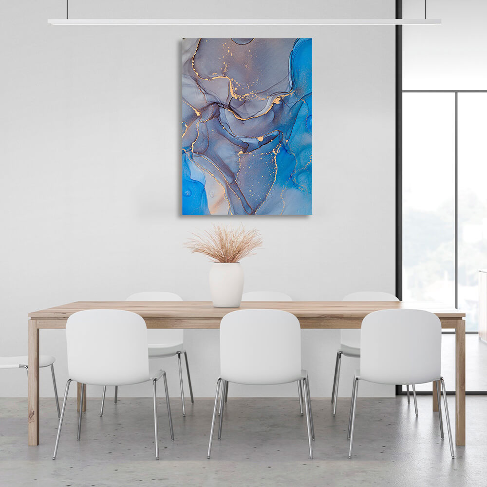 Grey-blue Abstraction Canvas Wall Art Print