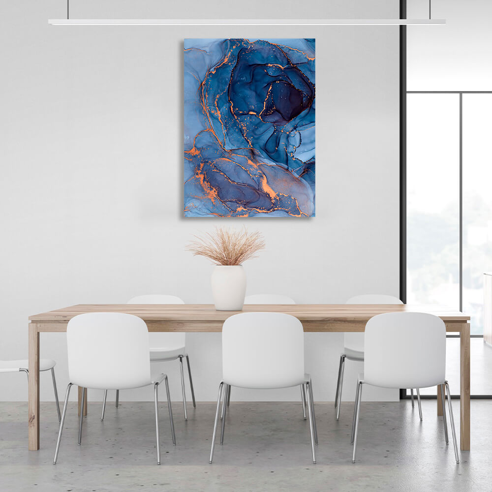 Navy-blue Abstraction Canvas Wall Art Print