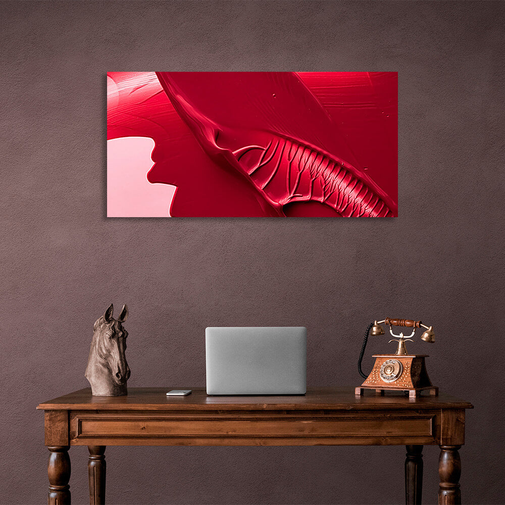 Red paint Abstraction Canvas Wall Art Print