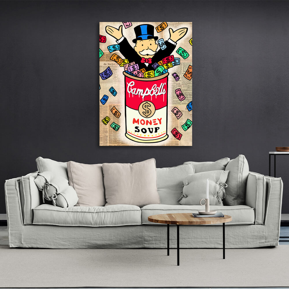 Monopoly Money soup Canvas Wall Art Print