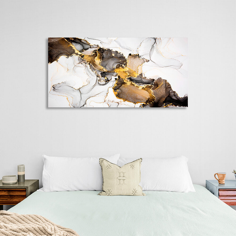 Marble abstract in brown and gold colors Abstraction Canvas Wall Art Print