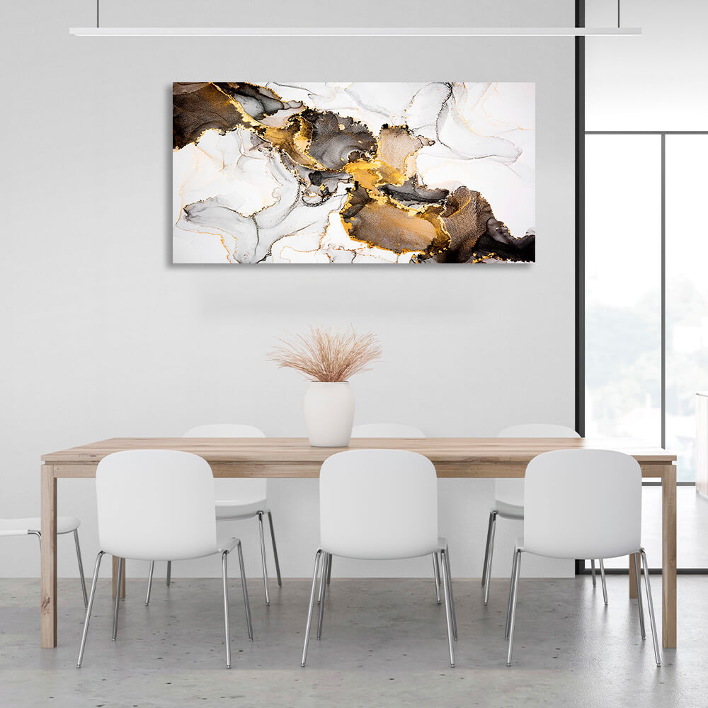 Marble abstract in brown and gold colors Abstraction Canvas Wall Art Print