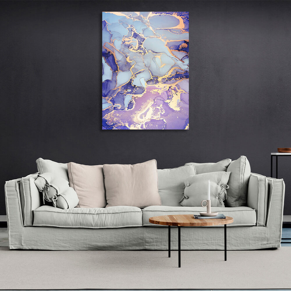 Lavender with blue-gold tones Abstraction Canvas Wall Art Print