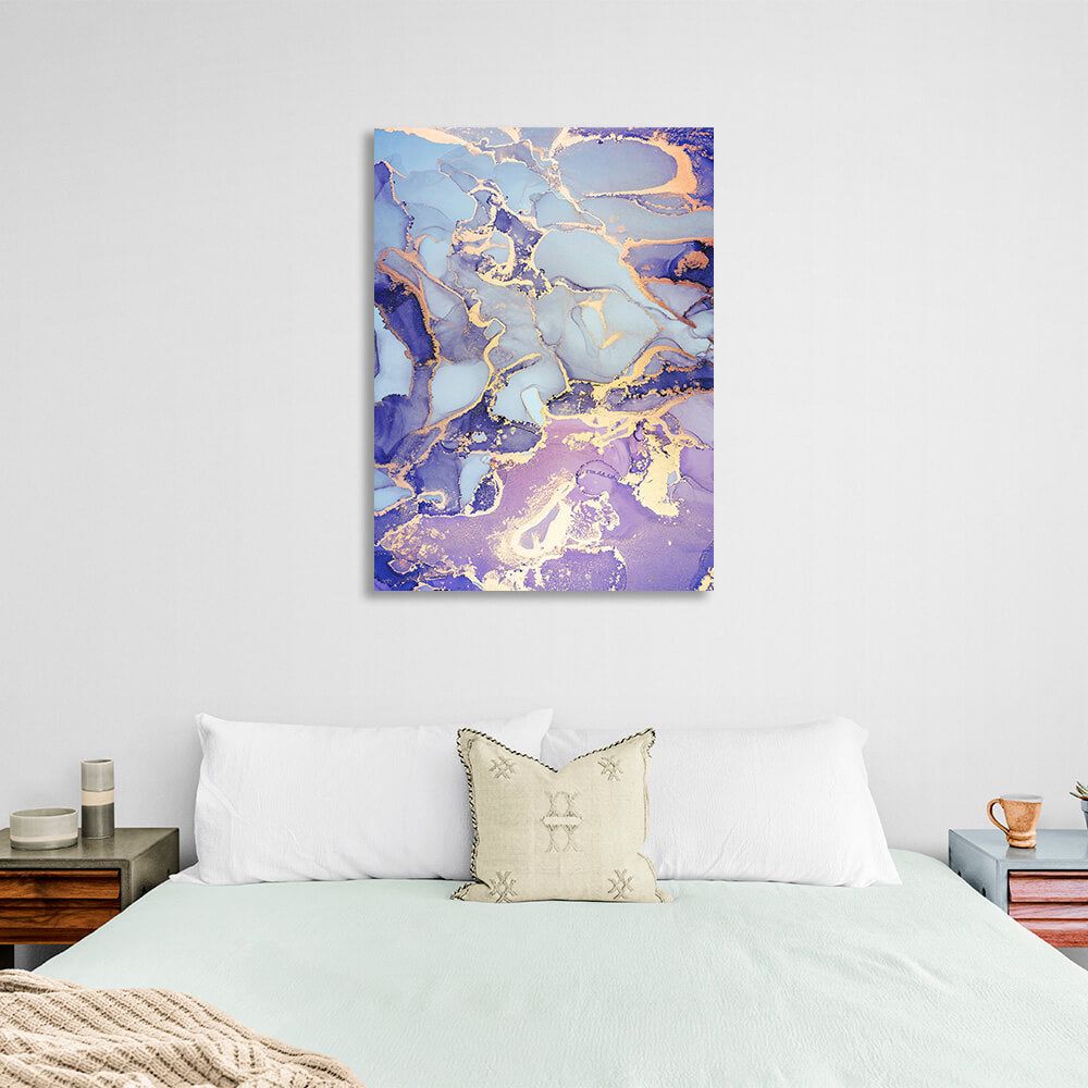 Lavender with blue-gold tones Abstraction Canvas Wall Art Print