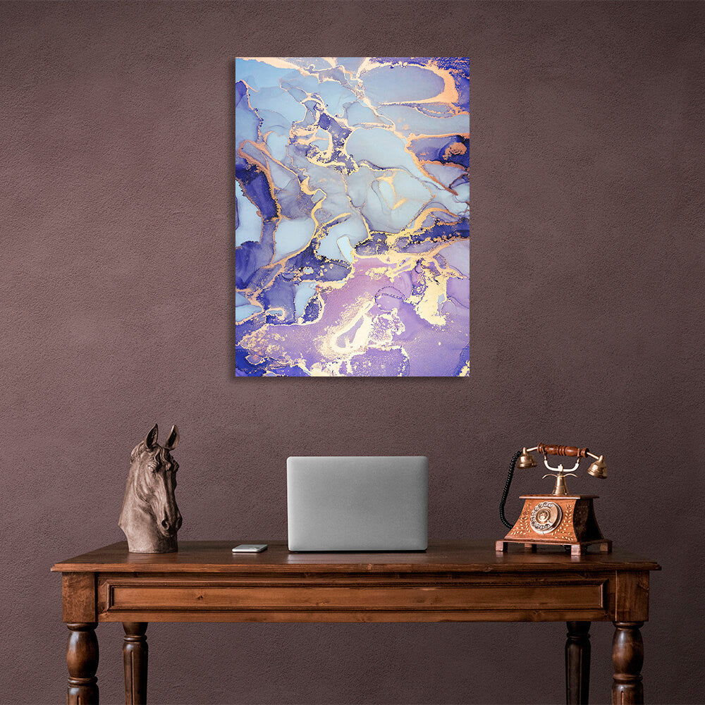 Lavender with blue-gold tones Abstraction Canvas Wall Art Print