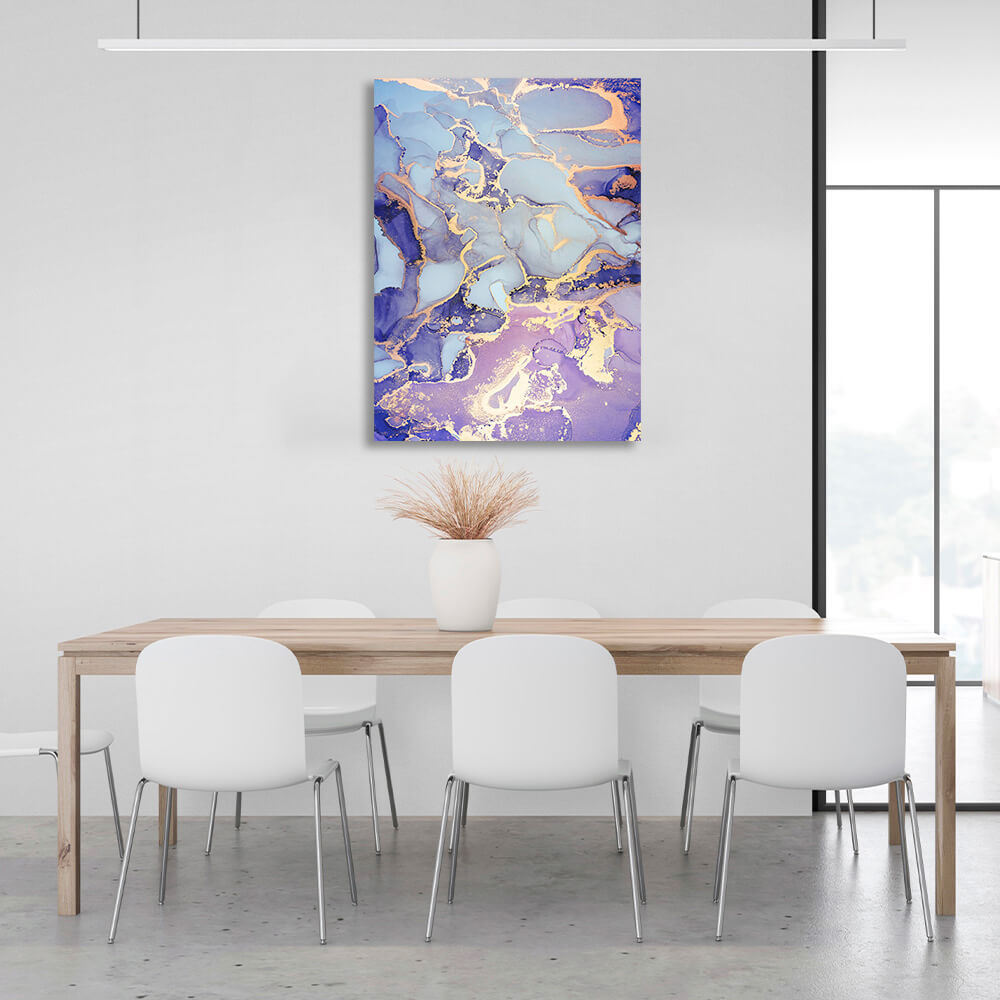 Lavender with blue-gold tones Abstraction Canvas Wall Art Print