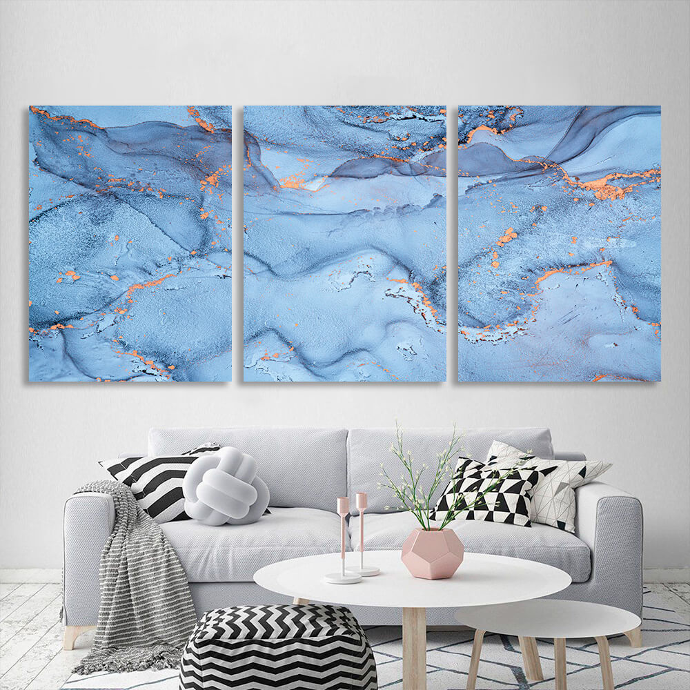 Modular abstract in blue Multi Panel Canvas Wall Art Print