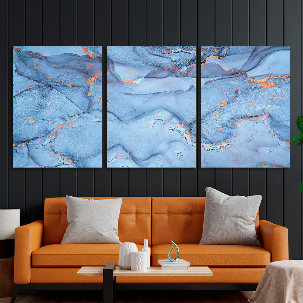 Modular abstract in blue Multi Panel Canvas Wall Art Print