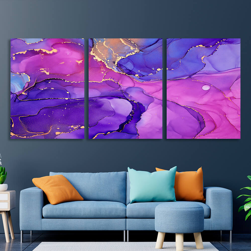 Modular violet-pink abstract Multi Panel Canvas Wall Art Print