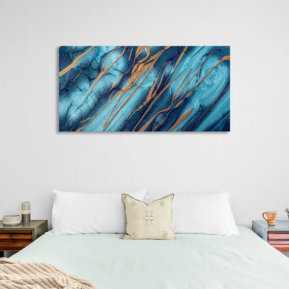 Blue and beige Abstraction Canvas Wall Art Print