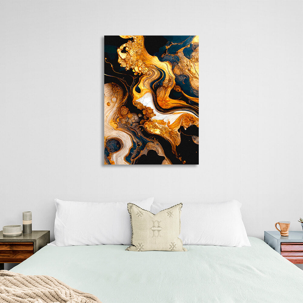 Golden Abstraction Canvas Wall Art Print