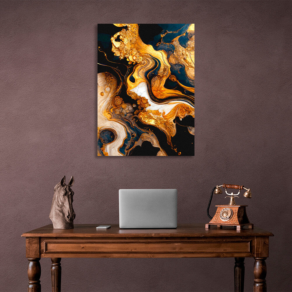 Golden Abstraction Canvas Wall Art Print