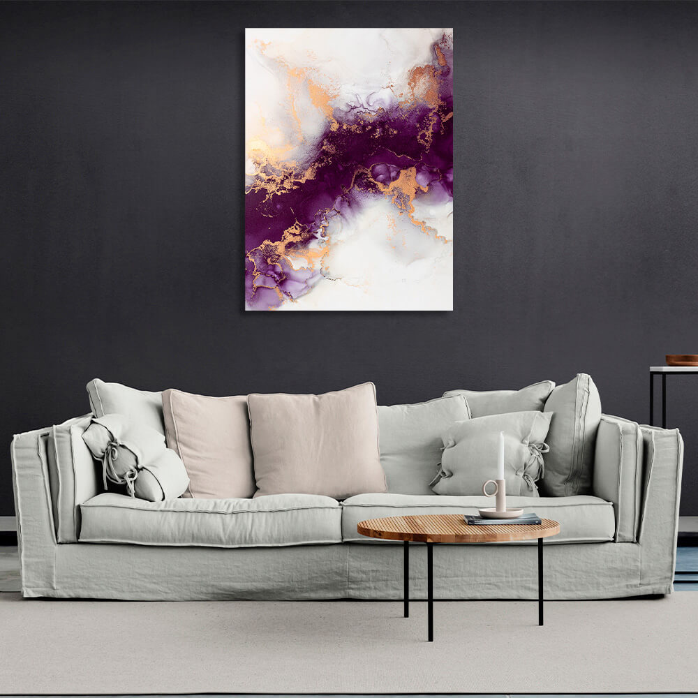 Purple and gray Abstraction Canvas Wall Art Print