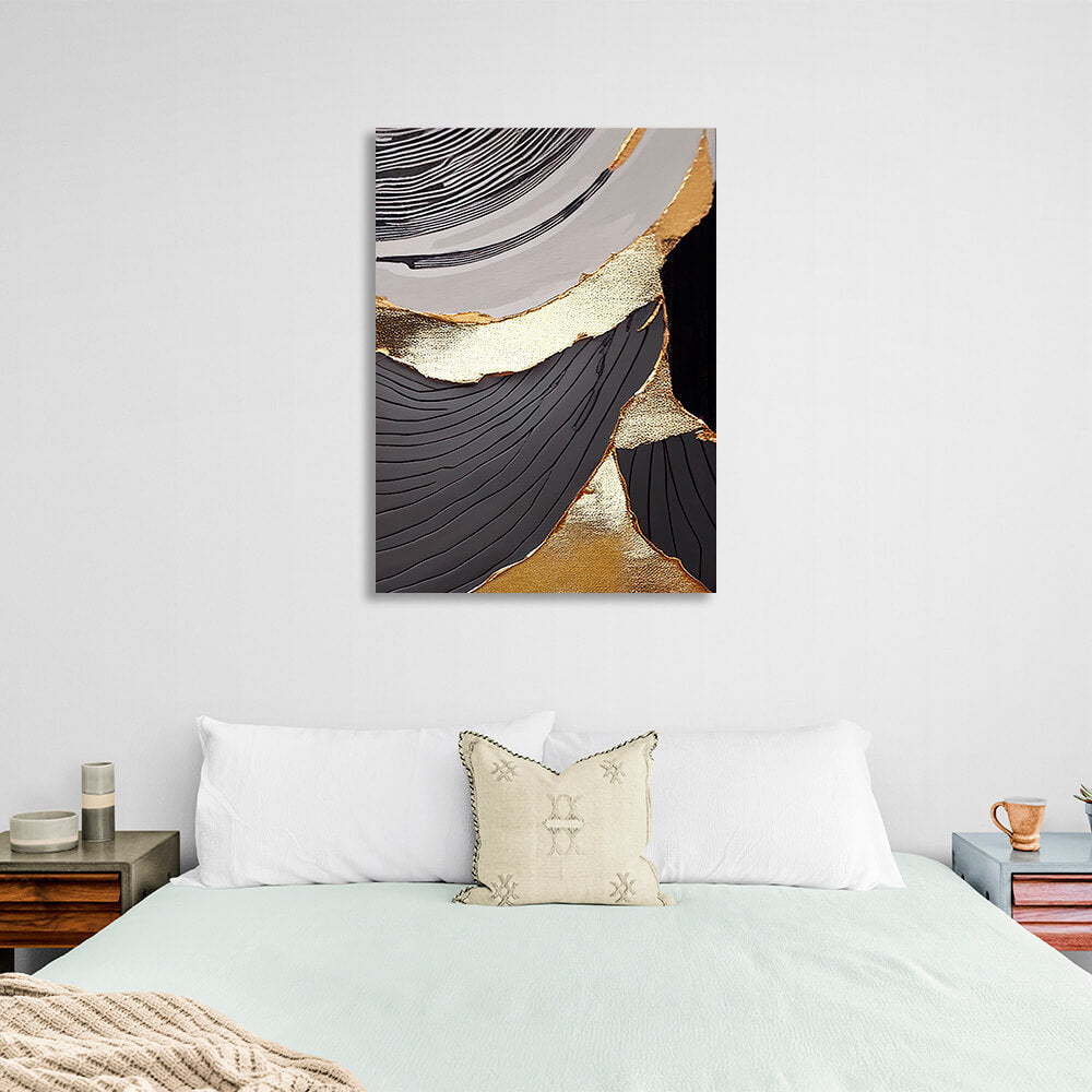 Gray-gold Abstraction Canvas Wall Art Print