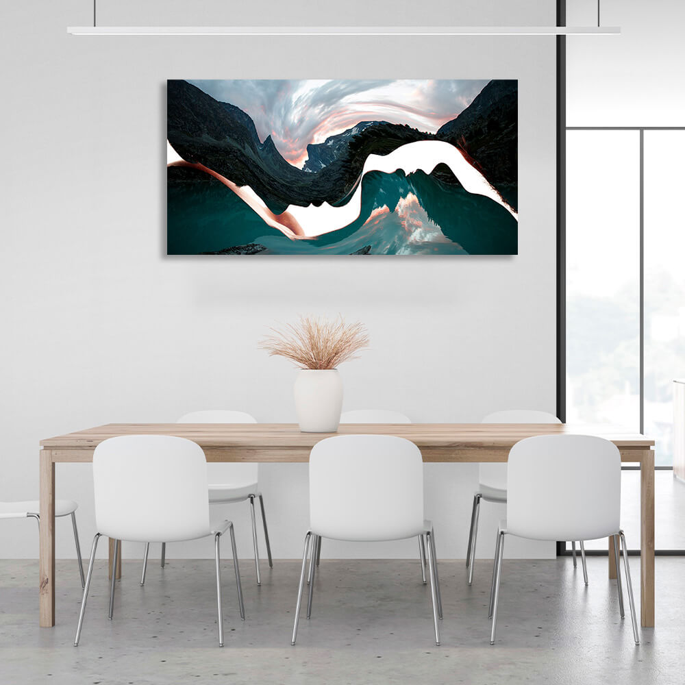 The silhouette of two faces Abstraction Canvas Wall Art Print