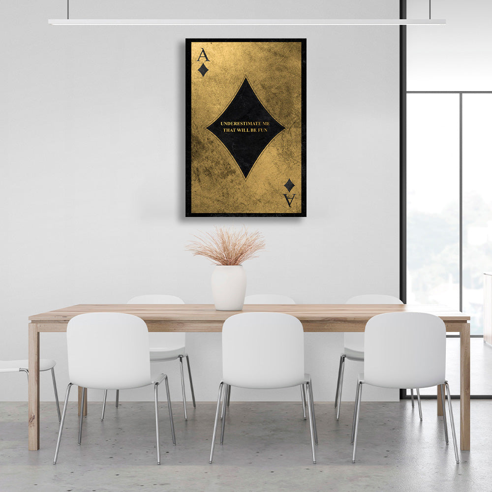 Golden Ace Motivational Canvas Wall Art Print