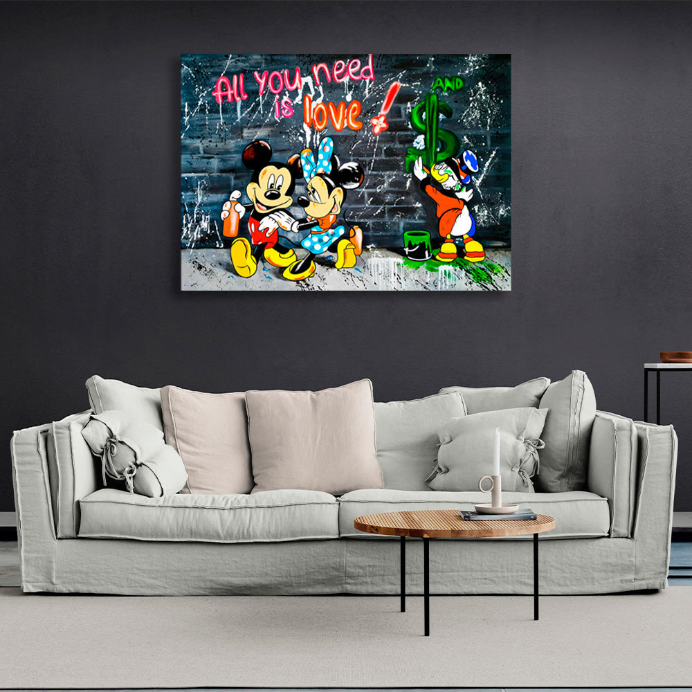 Kunstdruck auf Leinwand mit Disney-Figuren